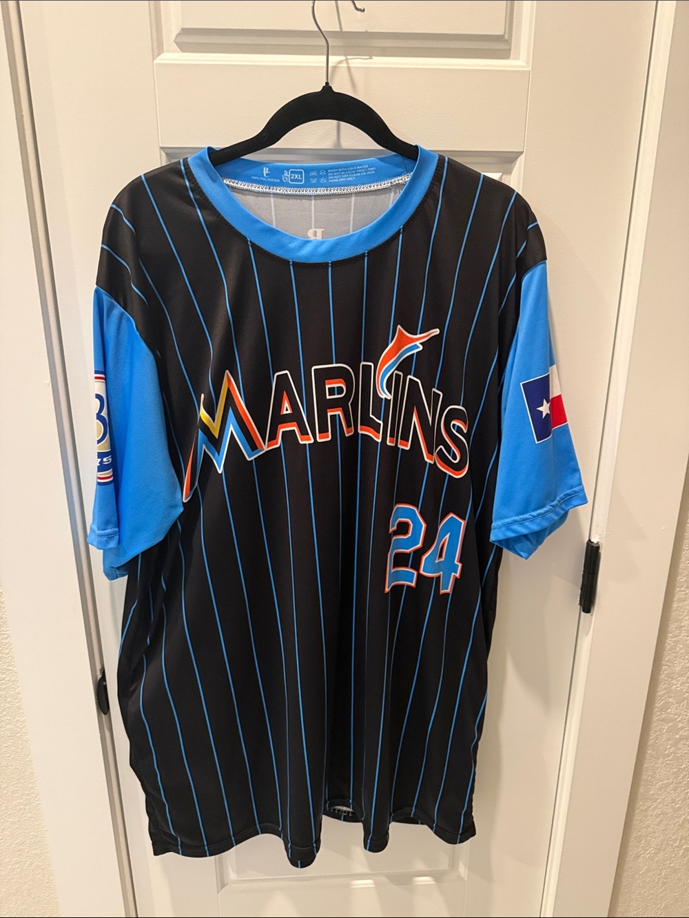 Miami Marlins Men’s Black & Blue Pinstripe Jersey - #24
